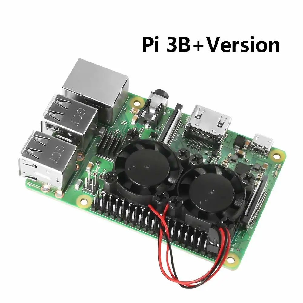 Raspberry Pi охлаждающий комплект с двойным вентилятором (2 вентилятора + Hestsink клейкая