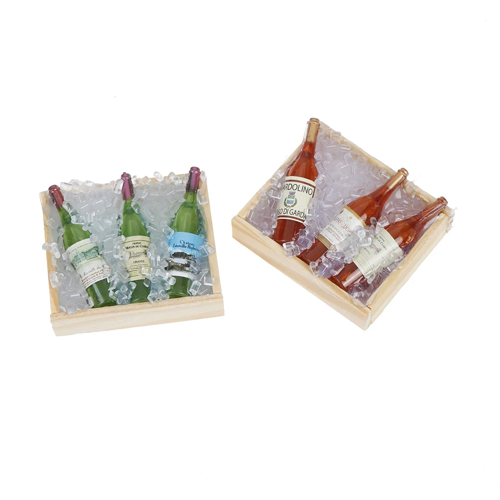 1/12 мини-бутылка для вина со льдом набор с коробкой моделирования напитков модель
