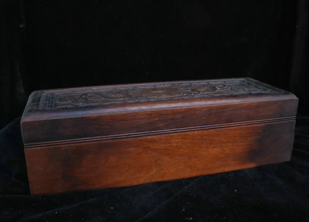 35cm Chinese Old Leaflet Sandalwood Hand carved Animal Dragon Box Case HFHK | Дом и сад