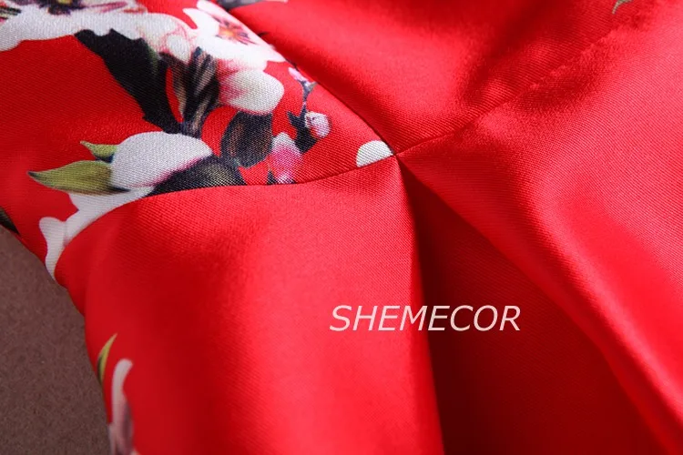SHEMECOR осеннее Новое Женское платье персикового цвета в стиле ретро с цветочным принтом красное платье без рукавов размера плюс Новогодняя одежда для рождественской вечеринки