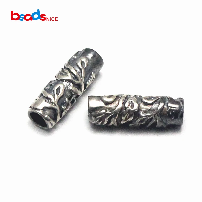 Beadsnice 925 серебряные бусины в форме трубки Уникальные ювелирные изделия из