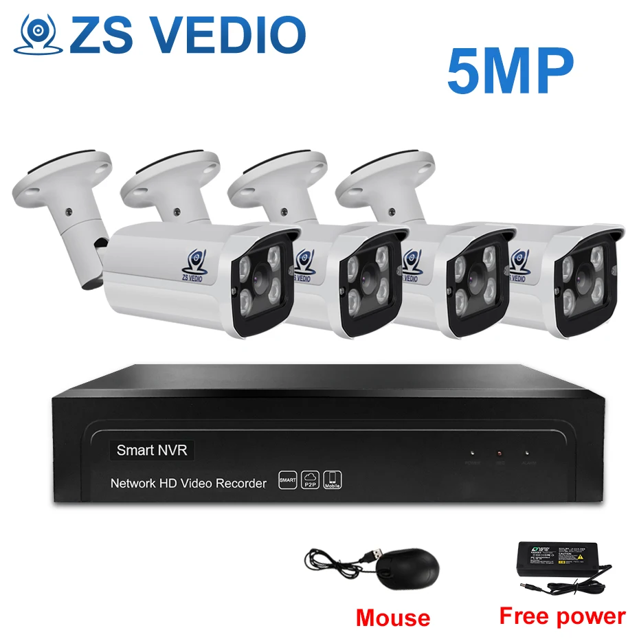 ZSVEDIO система наблюдения камера безопасности POE 5MP P2P ИК Сеть Открытый