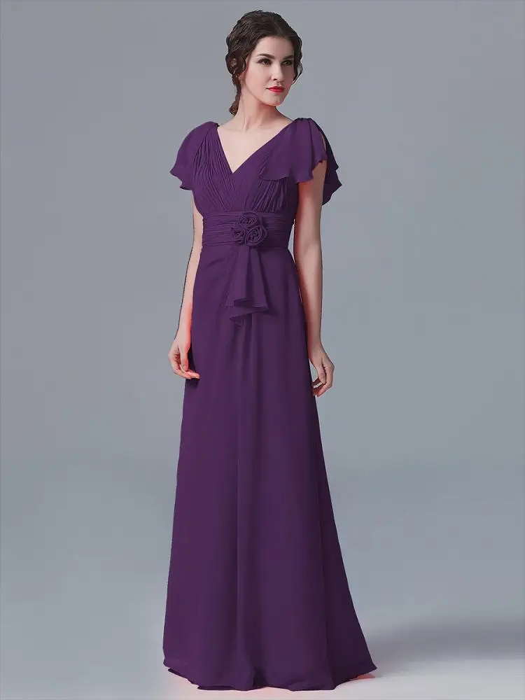 Purple Vestido boda mujer invitada2019 Новое шифоновое платье-труба с рукавом трапециевидной формы, богемное Мятное, зеленое, фиолетовое, арбузное красное платье подружки невесты lon - Color: Purple