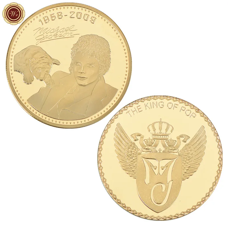 WR 4 шт мир Поп Король мира танец король Майкл Джексон золото юбилейные подарки