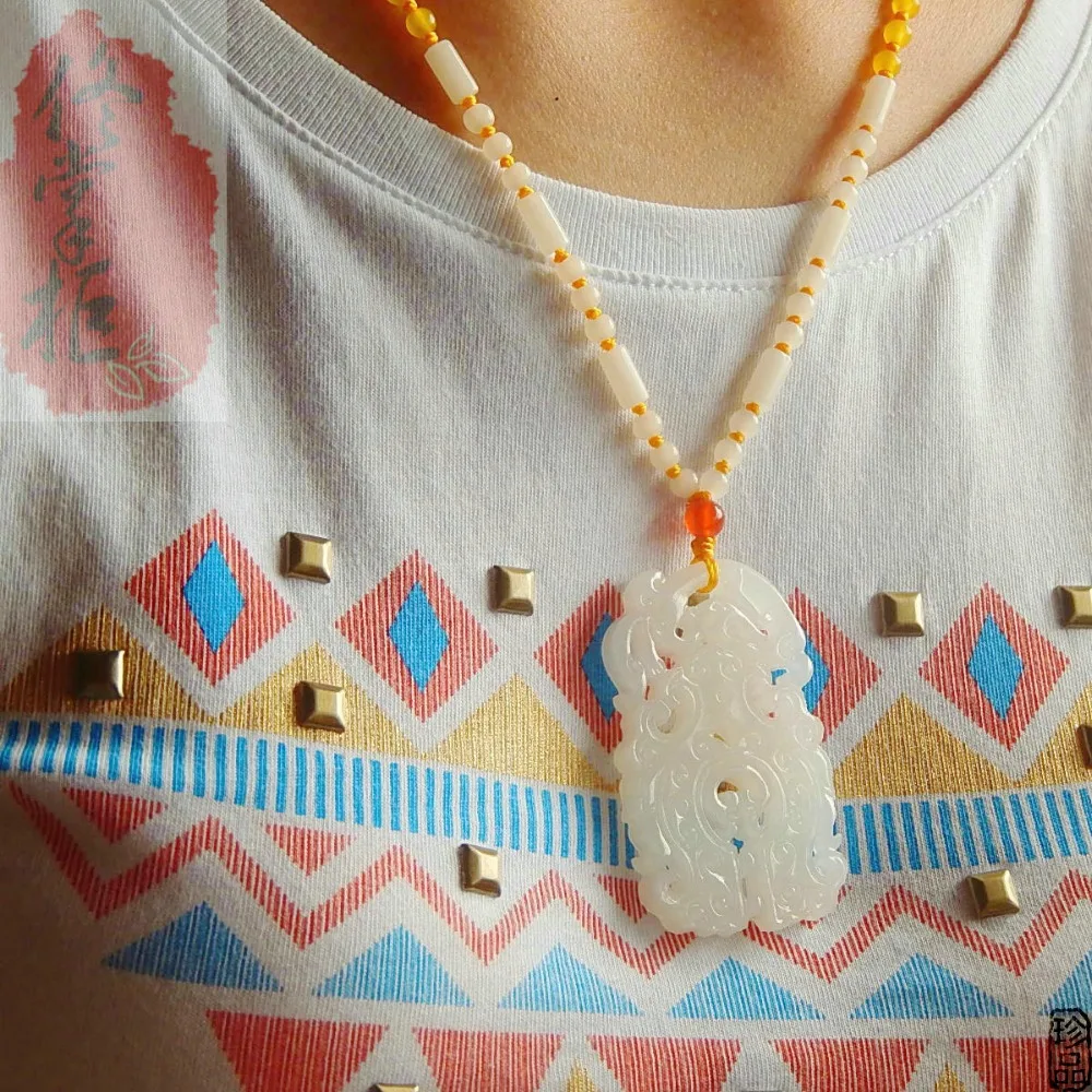 Подлинная натуральная Афганская подвеска белый камень полый дракон кулон