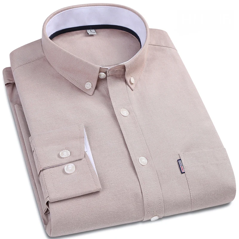 Мужская Повседневная рубашка с воротником на пуговицах и длинными рукавами|mens