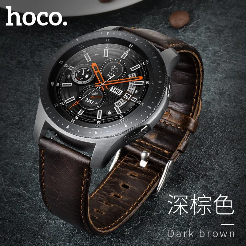 Ремешок HOCO Duke из натуральной кожи для samsung Galaxy Watch 46 мм, ретро браслет из воловьей кожи 22 мм, Ширина ремня с булавками
