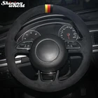 Блестящая пшеничная черная замша чехол рулевого колеса автомобиля для Audi A1 8X A3 8V Sportback A4 B8 Avant A5 8T A6 C7 A7 G8 A8 D4 Q3