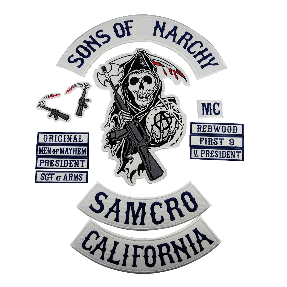 Нашивка Sons of Patch Anarchy SOA мотоциклетная нашивка Байкер вышитый значок для одежды куртка на спине большой размер панк и рок эмблема Железная на