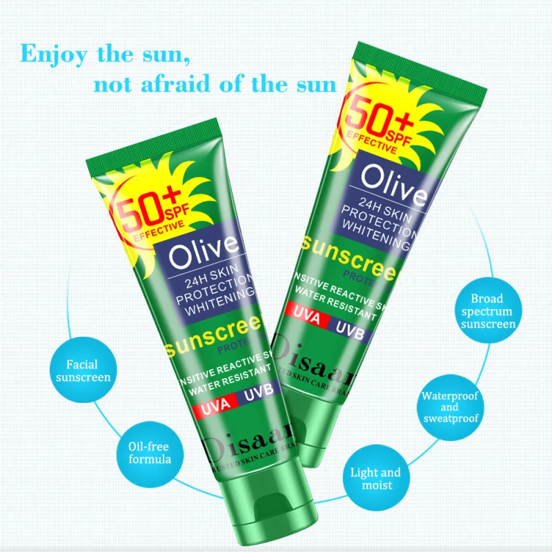 Солнцезащитный крем для лица SPF 50+, отбеливающий крем для загара, контроль жирности, увлажняющий крем с оливковым маслом, защитный крем для кожи, солнцезащитный крем TSLM1