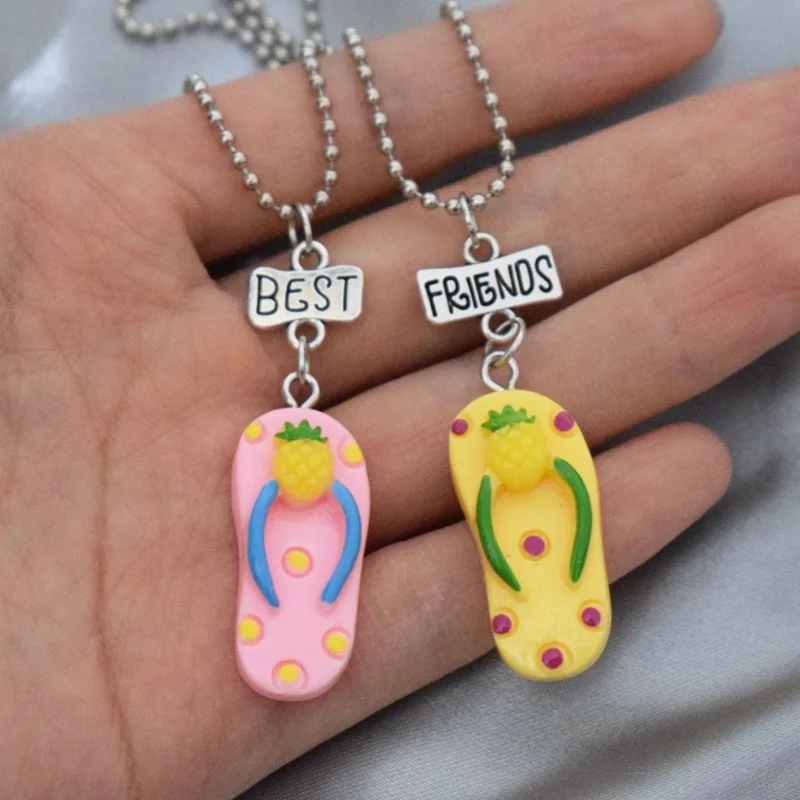 Тапочки с имитацией ананаса подвеской Ожерелье bff для детей Best Friends 2 Летняя