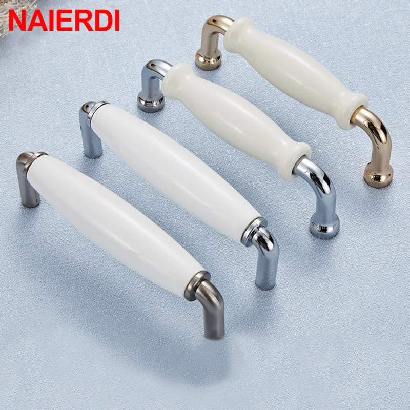 Современные керамические ручки для шкафов ящиков NAIERDI из цинкового сплава яркие