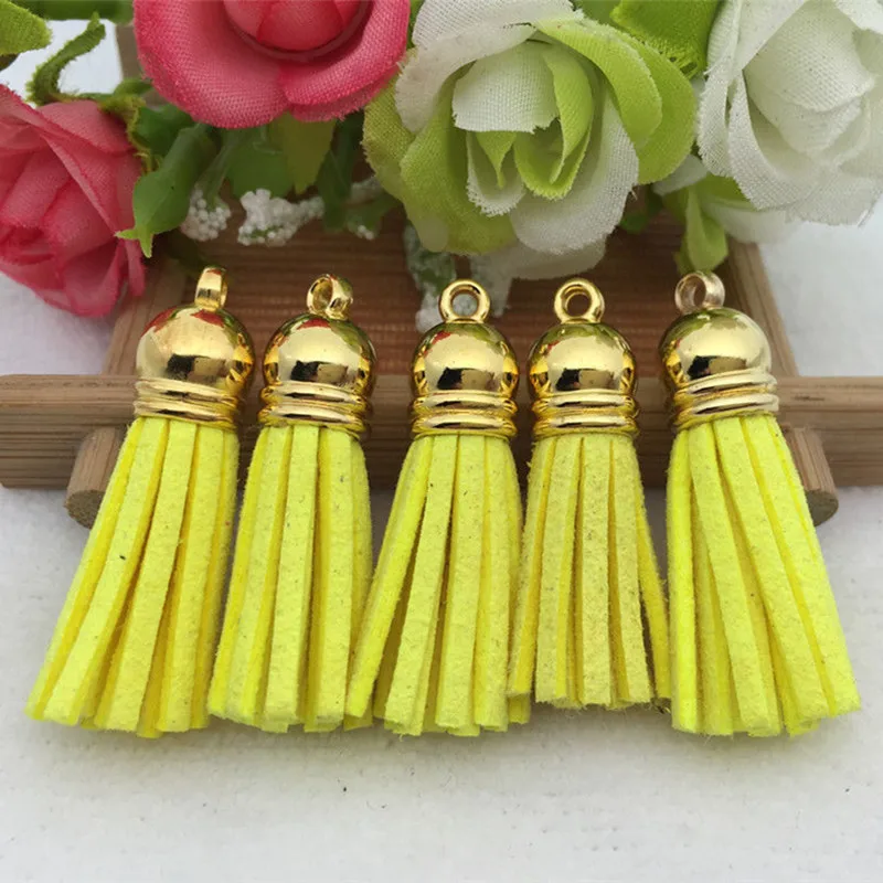 yellow 10 шт искусственная кожа бархат Терилен кисточкой кулон для сумочки для ювелирных изделий цепи - Цвет: yellow