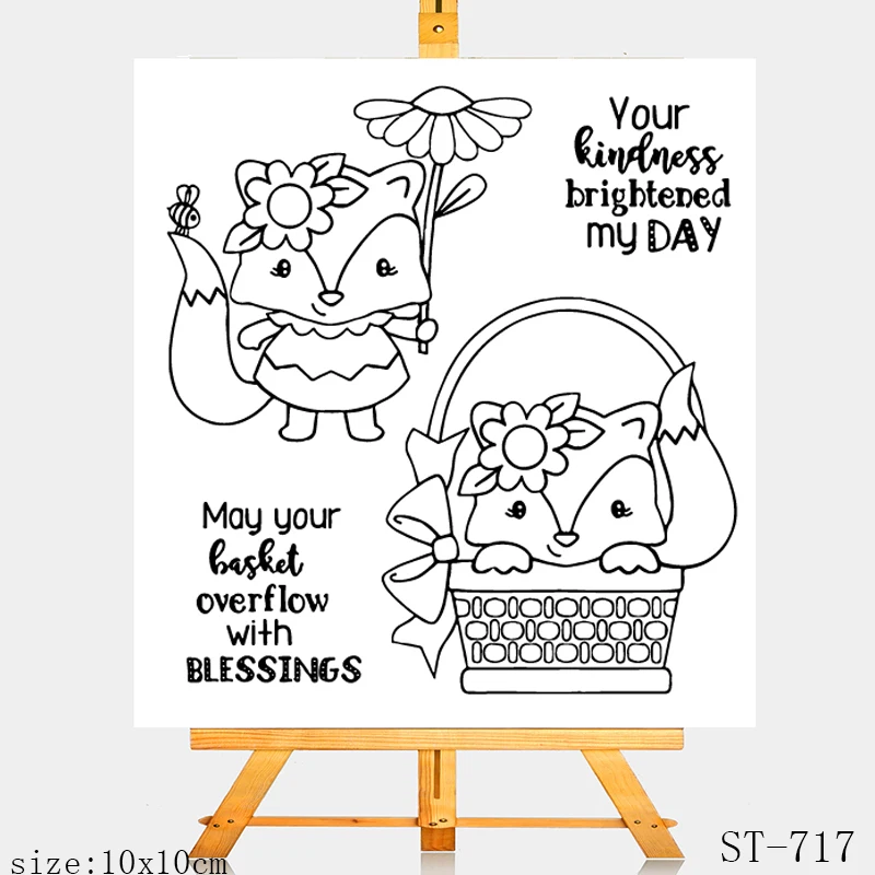 

AZSG Cute little fox Clear Stamps For DIY Scrapbooking Rubber Stamp/ Seal Paper Craft Clear Stamp Card Making