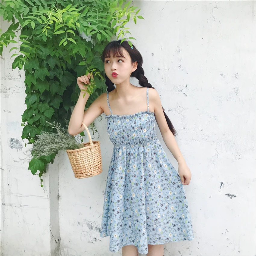 Женская одежда летние новые милые Платья с цветочным принтом без бретелек