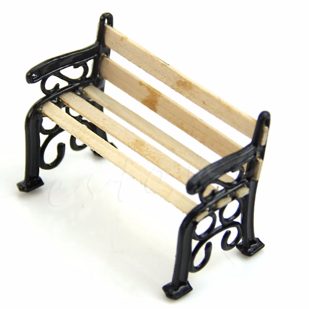 

HBB 1:12 New Dolls House Miniature Garden Furniture Accessories Wooden Bench Metal Best Quality