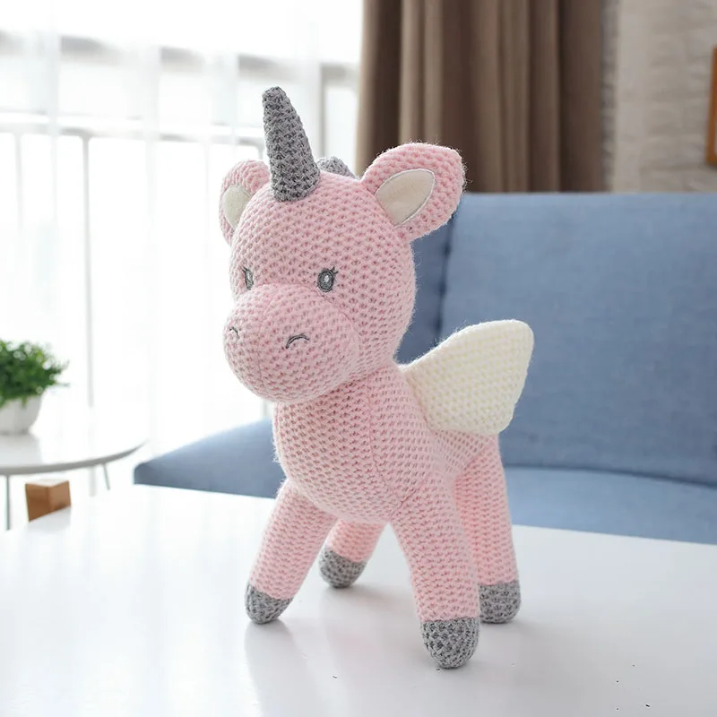 Nooer Knitted Unicorn Stuffed Animal Elephant Rabbit Bear Dinosaur Plush Toy Girls Boys Cute Baby Dolls Birthday Gift for Kids | Игрушки и