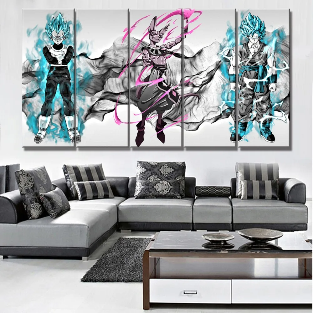5 шт. холст Книги по искусству Dragon Ball Супер плакат Куадрос Decoracion Картины на холсте стены Книги по искусству для украшения дома Настенный декор