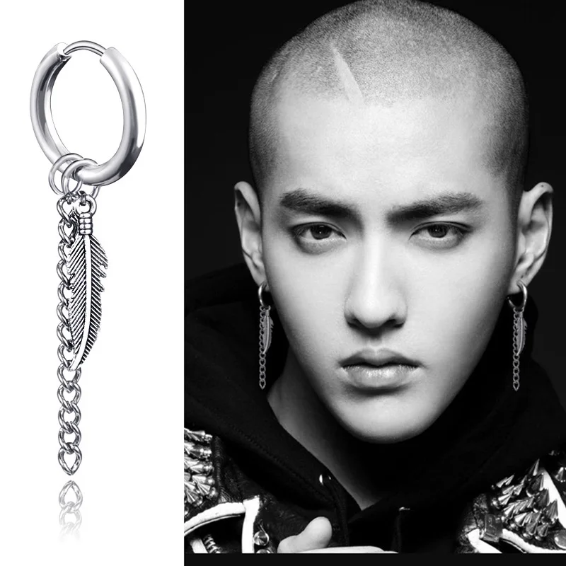 1 пара из нержавеющей стали длинная цепь кисточкой уха серьга с пряжкой в стиле