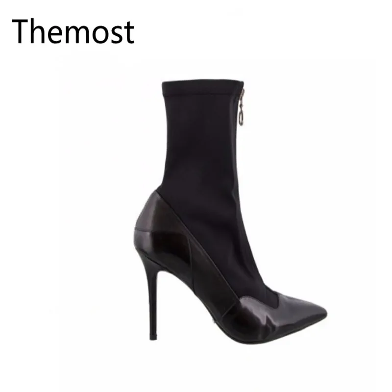 2018 европейский и американский реальный кожаные высокие острым короткие женские