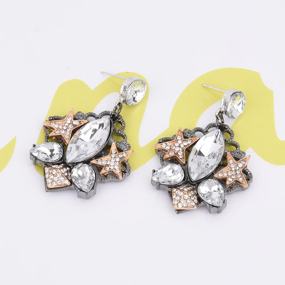 RIMOWA 2017 New Fashion Jewelry Earrings For Women Retro Crystals Stars Flower Dangle Water Drop Earring PE114 | Украшения и
