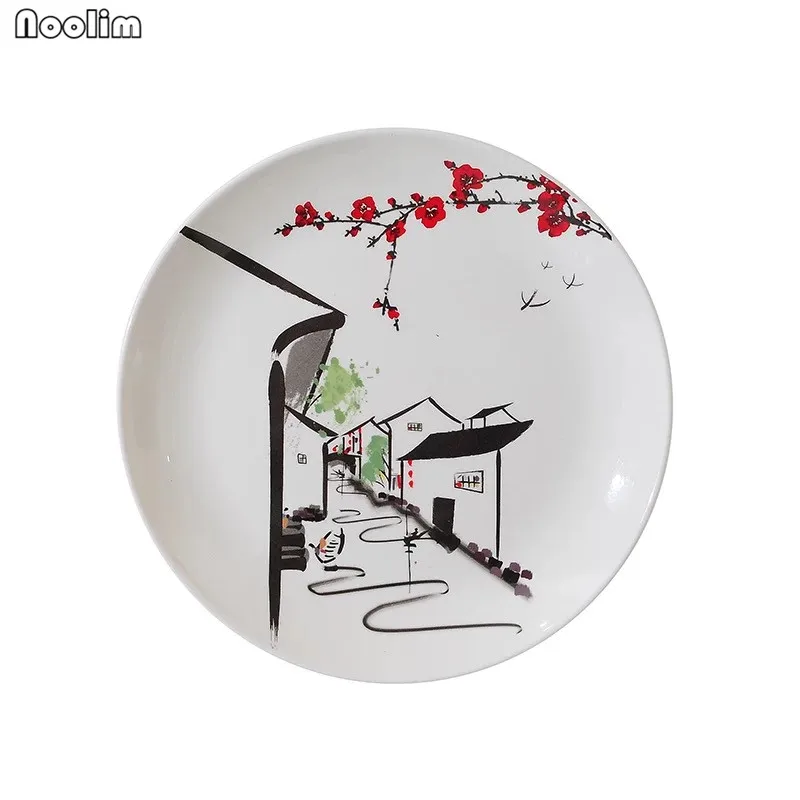 25cm-A NOOLIM, новинка, китайский стиль, настенное украшение для дома, для крыльца, для ресторана, настенное, для дома, для дивана, настенное, для гостиной, подвесное, креативная декоративная тарелка - Цвет: 25cm-A