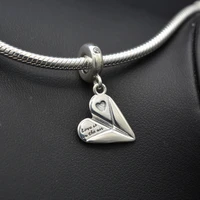 new authentic high quality 925 sterling silver charms bracelet paper airplane love air beads pendant women making children
