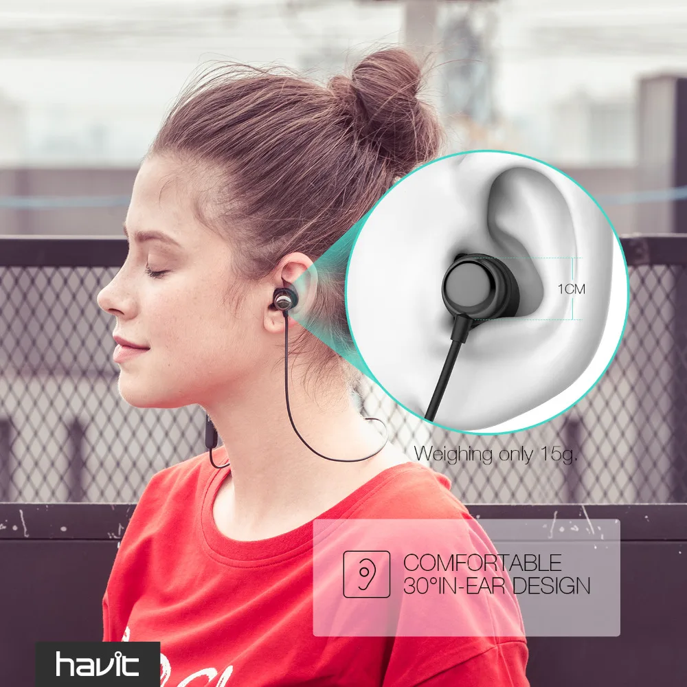 HAVIT Bluetooth наушники спортивные V4.2 IPX5 Sweatproof магнитные беруши беспроводные