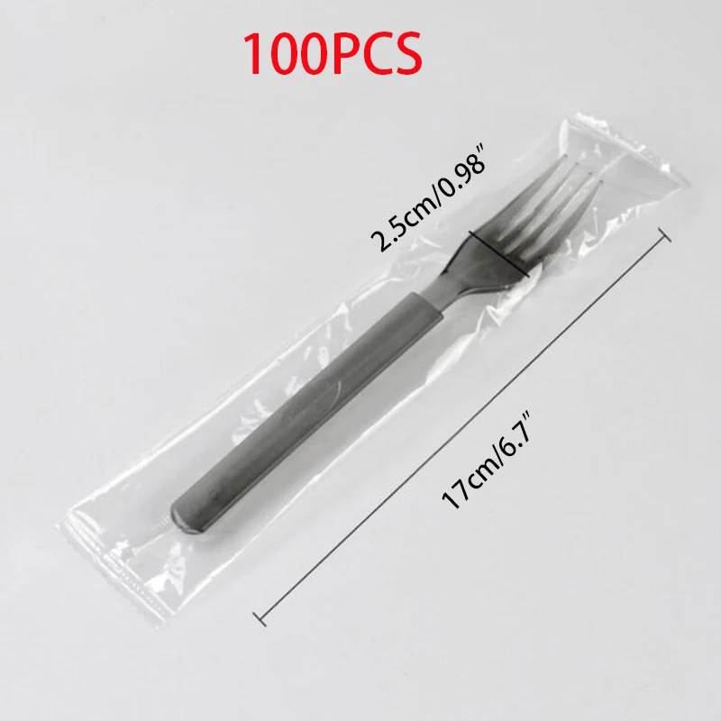 100pcs fork 100 шт одноразовые столовые приборы набор пластиковой посуды нож вилки Ложка Столовые приборы для вечеринки, дня рождения, ужина, торта, десерта, свадебные столовые приборы - Цвет: 100pcs fork