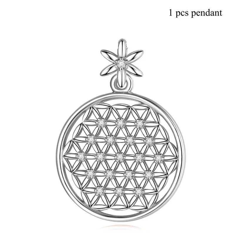 only pendant-silver Юдора 925 серебро розовое золото/серебро цвет цветок жизни кулон ожерелье с Cz семя жизни ожерелье s ювелирные изделия D419 - Окраска металла: only pendant-silver