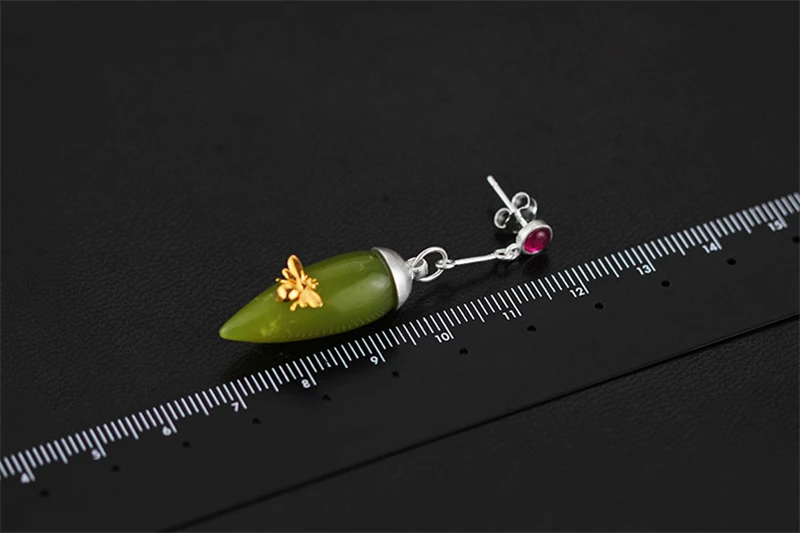 Lotus Fun Moment реального 925 пробы серебро Натуральный камень Модные украшения Винтаж элегантные серьги для Для женщин Brincos