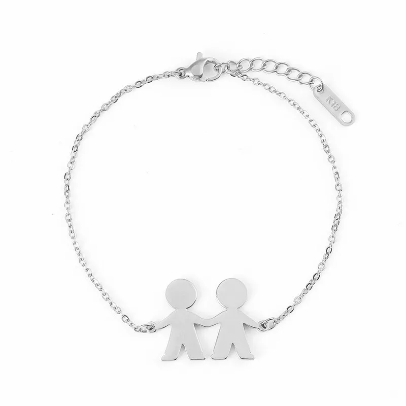 Silver 1 Модные Семейные браслеты для двух детей, девочек и мальчиков, нержавеющая сталь для женщин и мужчин, серебро, золото, роза, очаровательный индивидуальный браслет - Окраска металла: Silver 1