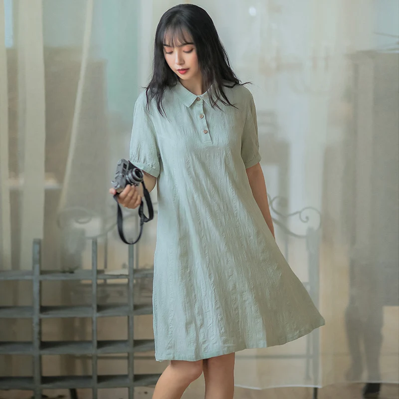 

Mori girl fashion cotton elegant 2019 new design short sleeve vintage dress for women