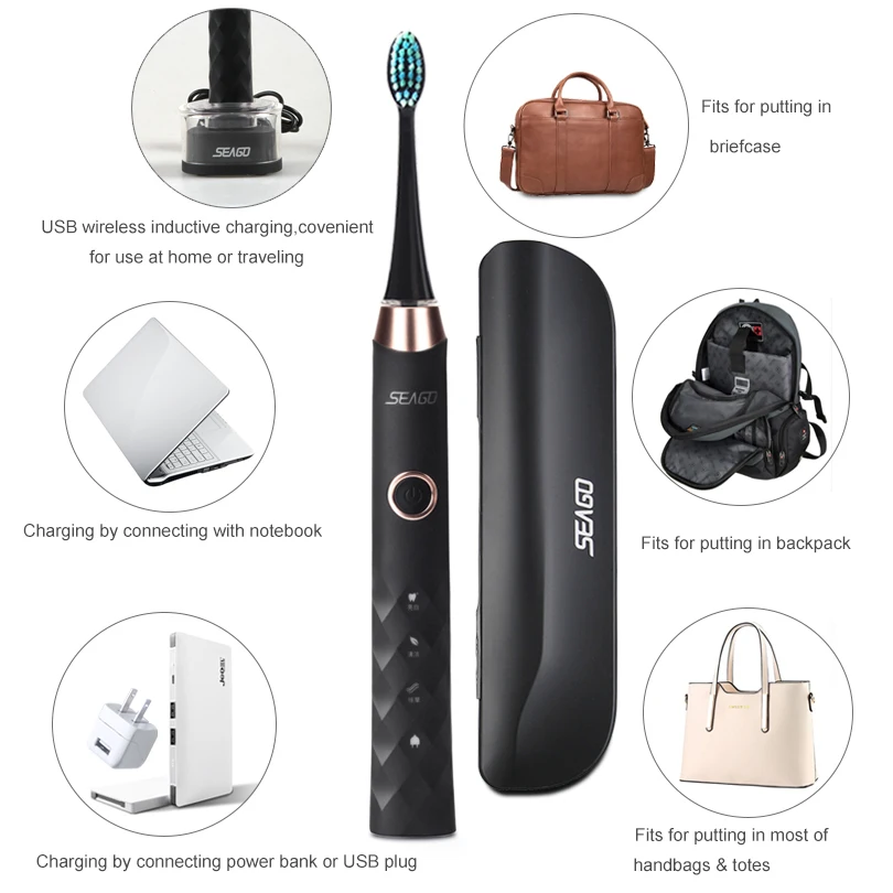 

Electric Rechargeable Toothbrush Teeth Cleaning Smart Timer Tooth Brush Sonic Healthy White Electric Tooth Brush Set with Case