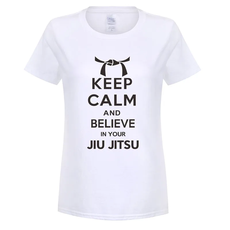 Летняя футболка с надписью Keep Calm And Believe in your Jiu Jitsu Женская хлопковая Футболка