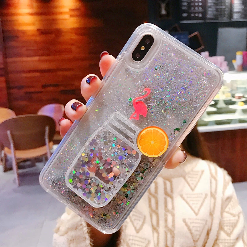 Серебряный Жидкий чехол зыбучие пески забавная инкрустация сосна яблоко для