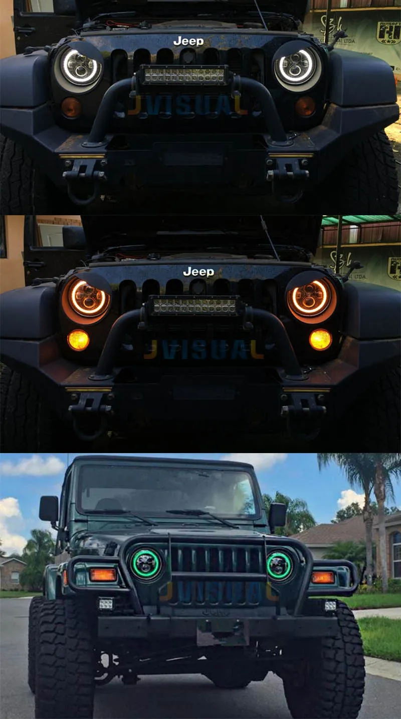 Для Jeep Wrangler Defender светодиодные фары постоянного тока 12 В 24 Внешние 7 дюймов круглый