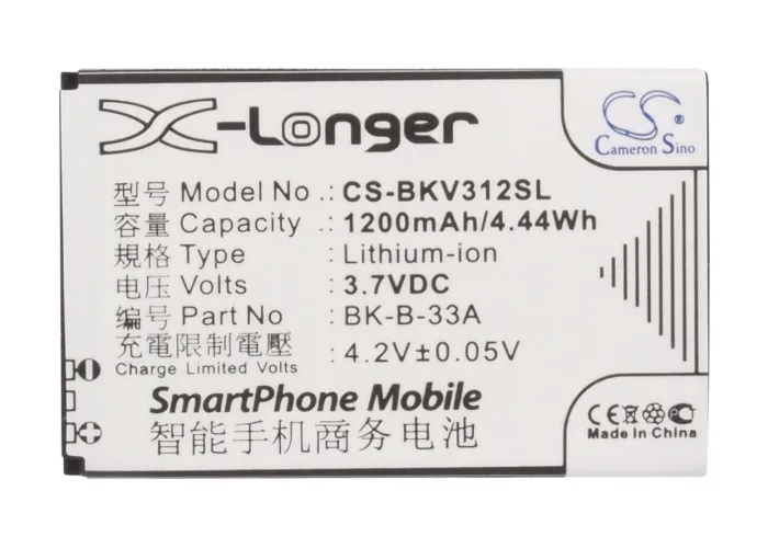 Cameron Sino Высококачественная батарея 1200 мА · ч BK B 33A BBK VIVO k302 + S3 V312|cameron sino|1200mah