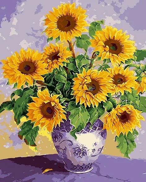 AZQSD Painting By Numbers Paint Sunflower Garden DIY Canvas Picture Hand Painted Oil Painting Flowers Home Decoration K468 - Цвет: SZYH-K200