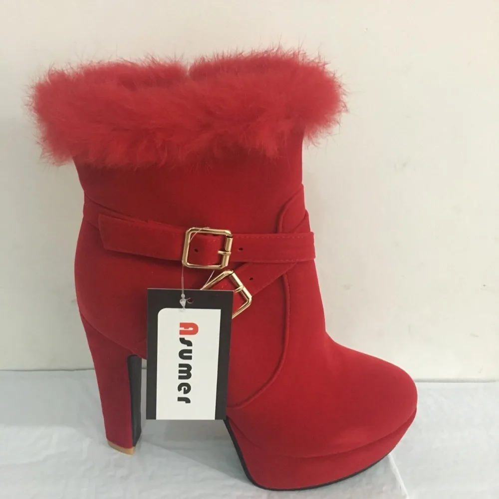 Asumer/большие размеры 33 -43 2020 г. Зимние теплые модные ботильоны обувь на платформе