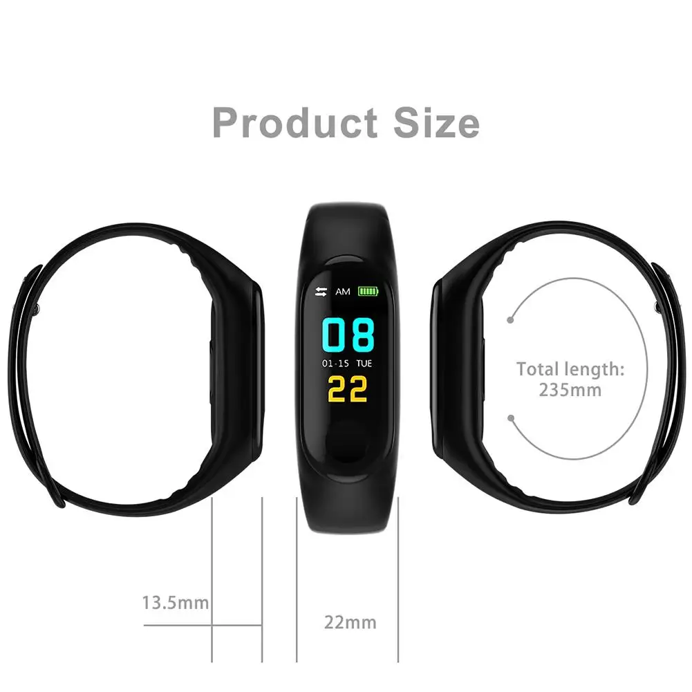 M3 Plus Smart Wristband Bracelet With Color Screen Band Heart Rate Activity Fitorts Android IOS | Электроника