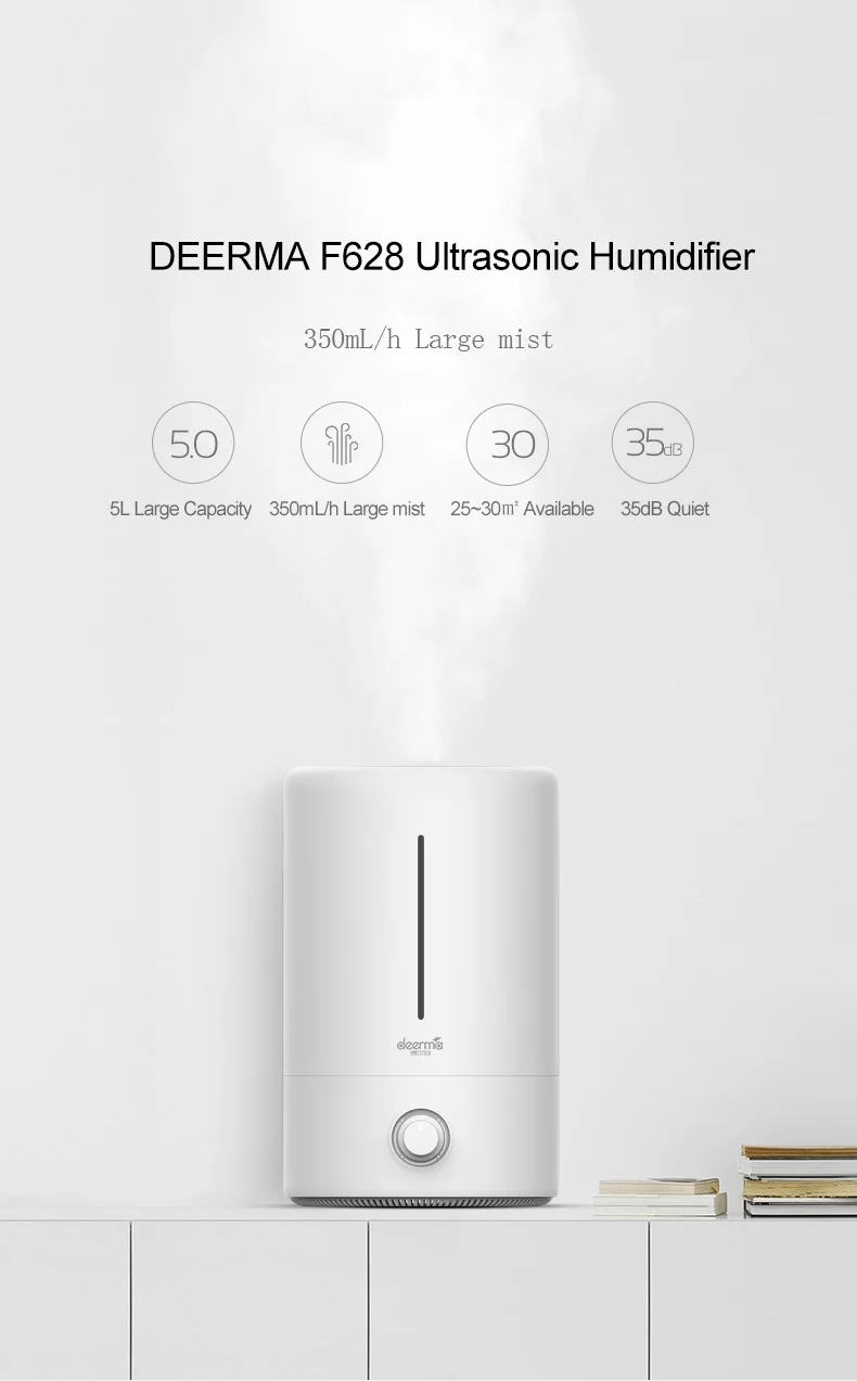 Увлажнитель воздуха Xiaomi Mijia Deerma 5L, сенсорная версия, 35 дБ, тихая очистка воздуха для помещений с кондиционированием, офисных и бытовых помещений