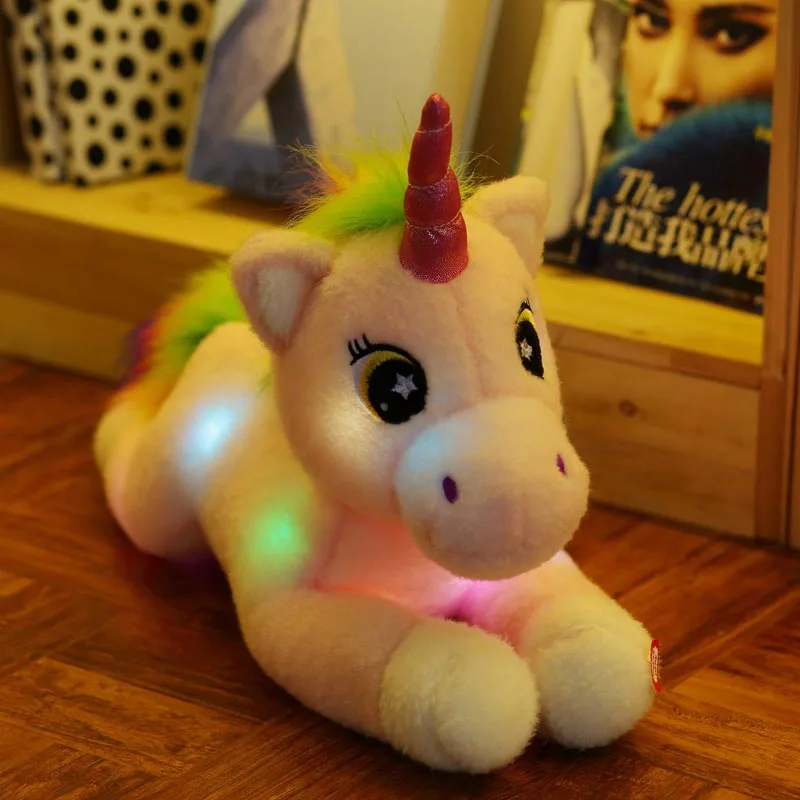 pink Nooer светодиодный светильник ing Единорог плюшевая игрушка мягкий мигающий Unicornio плюшевая кукла для детей Рождественский подарок на день рождения - Цвет: pink