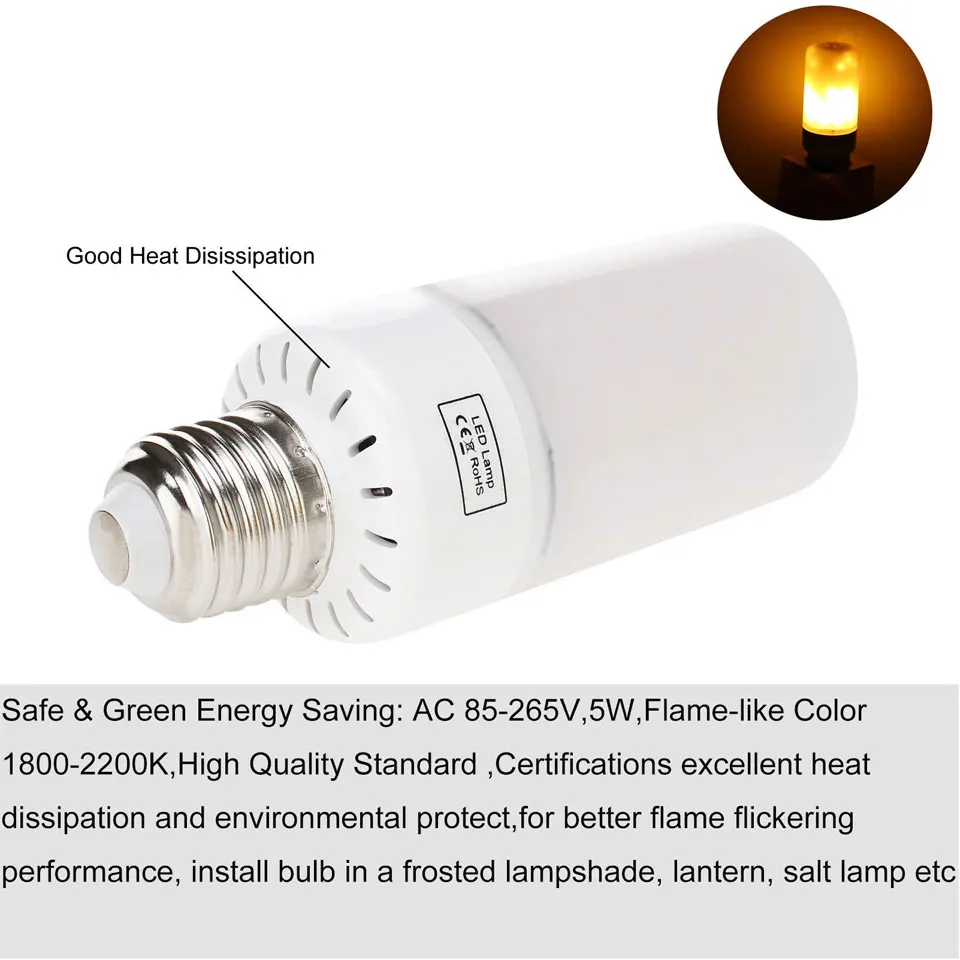 Светодиодсветодиодный лампочка E27 E26 с эффектом огня кукурузная B22 E14 E12 2835 SMD