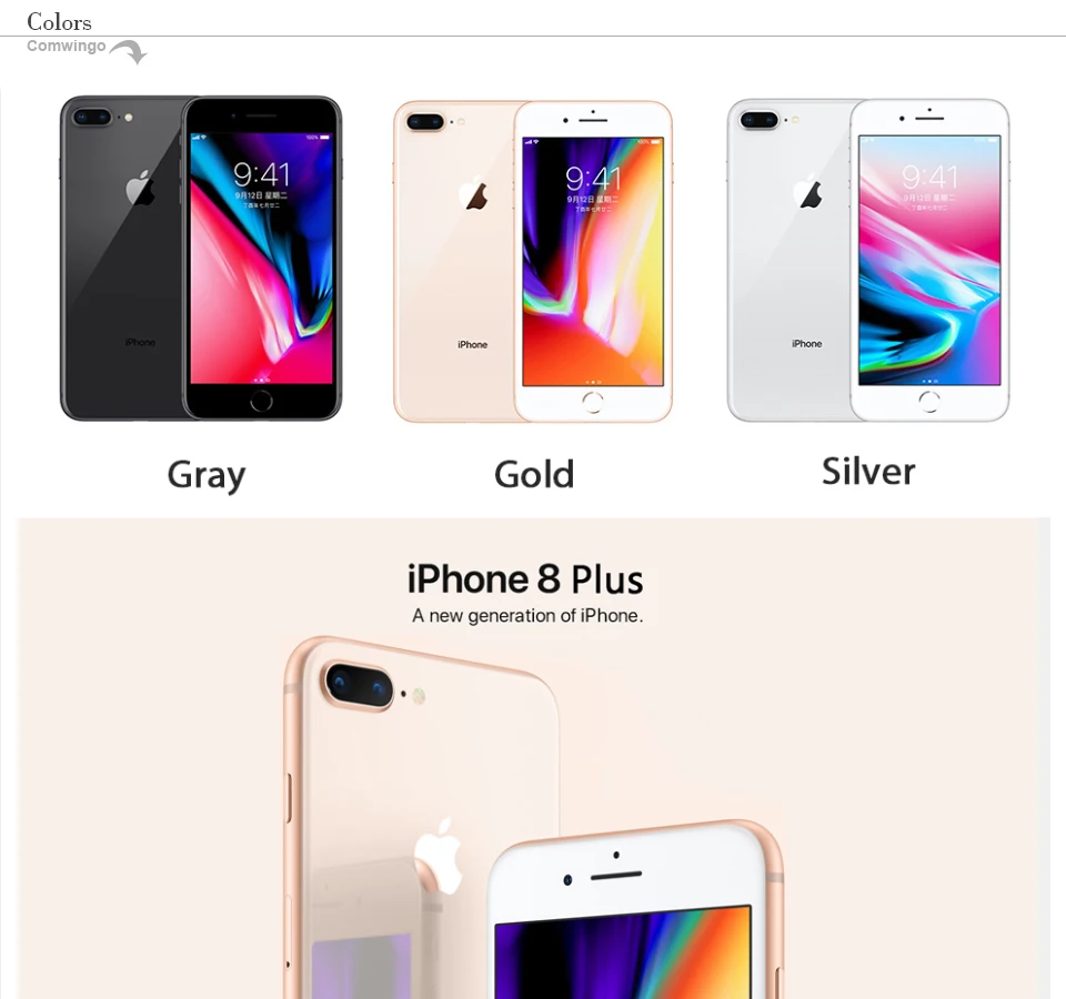 Мобильный телефон Apple iphone 8 Plus, 3 Гб ОЗУ, 64-256 Гб ПЗУ, шестиядерный процессор, разблокированный iOS, 5,5 дюймов, 12 МП, отпечаток пальца, 2691 мАч, LTE