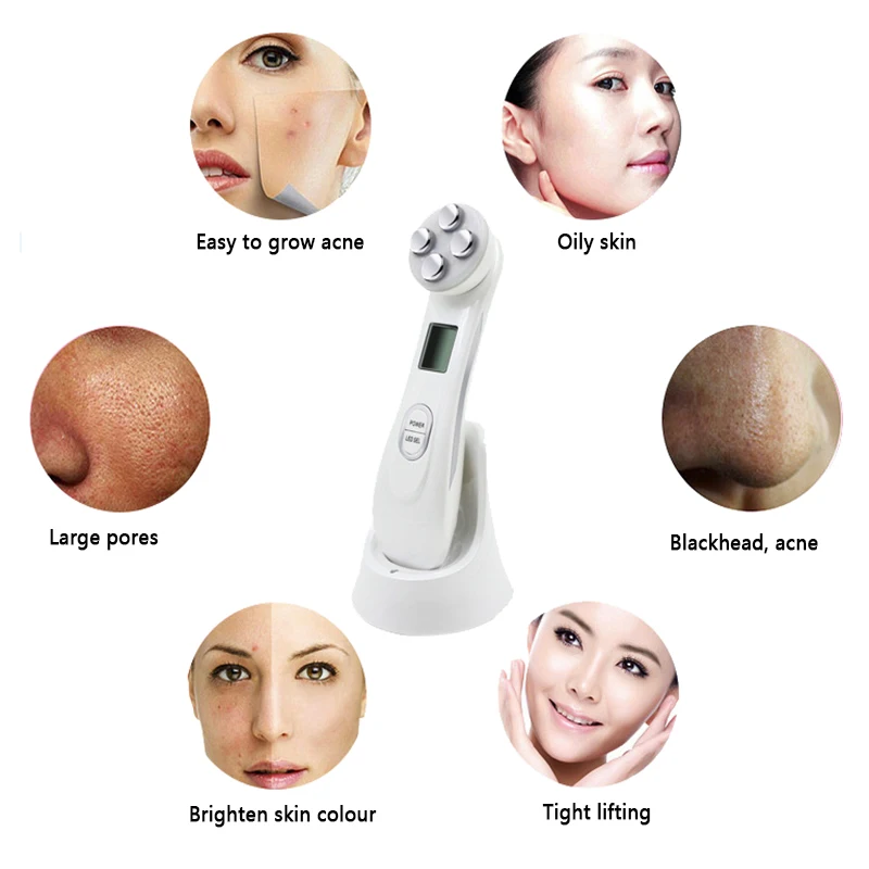 Устройство для ухода за лицом с электропорацией, РФ-радиочастотной терапией, фотонной светодиодной терапией и омолаживанием кожи