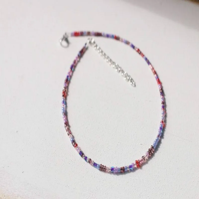 Женское колье с фиолетовыми бусинами простой изящный чокер в стиле бохо|Колье| |