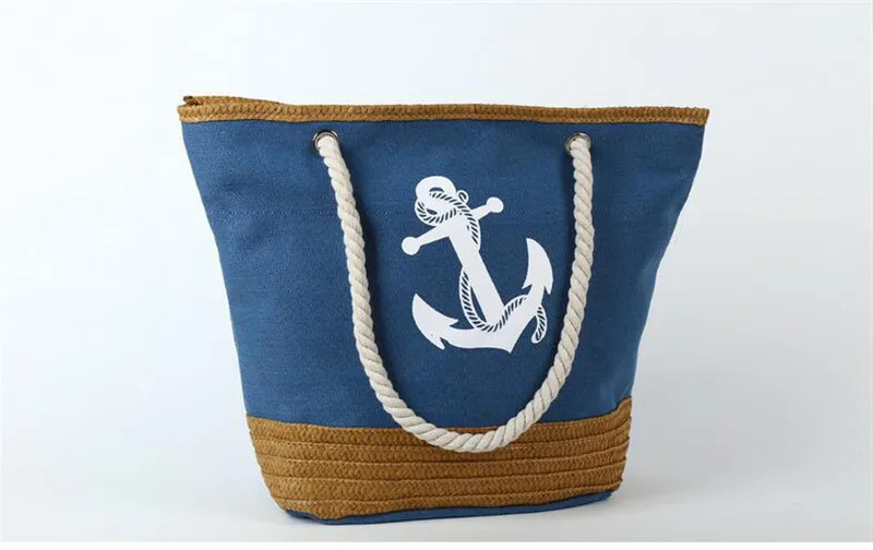 2017 женской Моды Сумка Способа Якорь Печатных Леди Холщовый Мешок bolsos де mujer |
