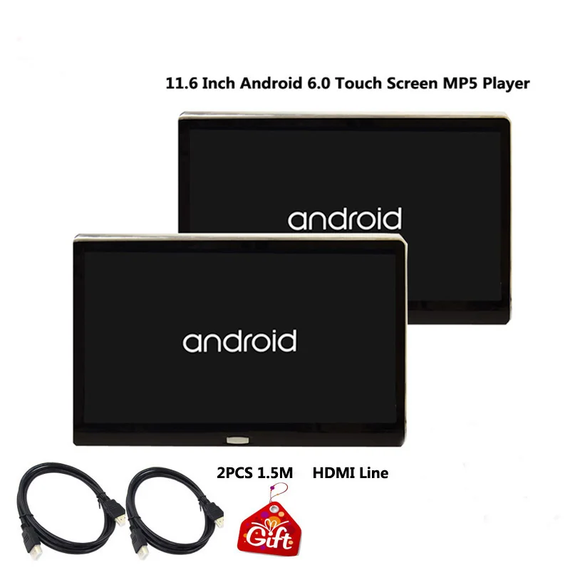 2 monitor only XST 11,6 дюймов Android 6,0 Автомобильный подголовник монитор HD 1080P видео ips сенсорный экран 3g/wifi/USB/SD/HDMI/IR/FM/Bluetooth/динамик - Цвет: 2 monitor only