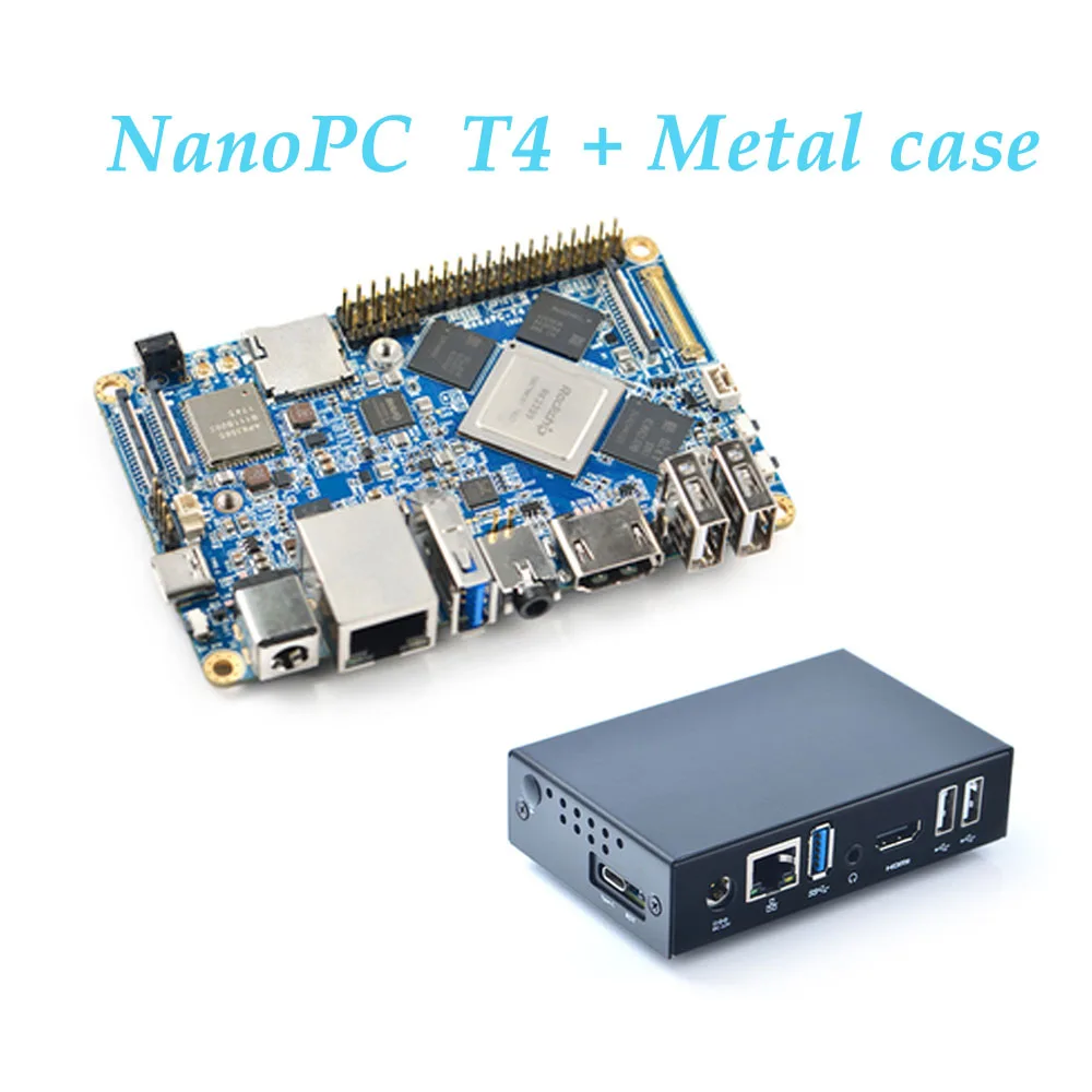 NanoPC-T4 Rockchip RK3399 Cortex-A72 Cortex-A53 VR AI OpenCV TensorFlow MIPI Dual band wifi M.2PC EC20 4G 16GB EMMC - Цвет: Kit B